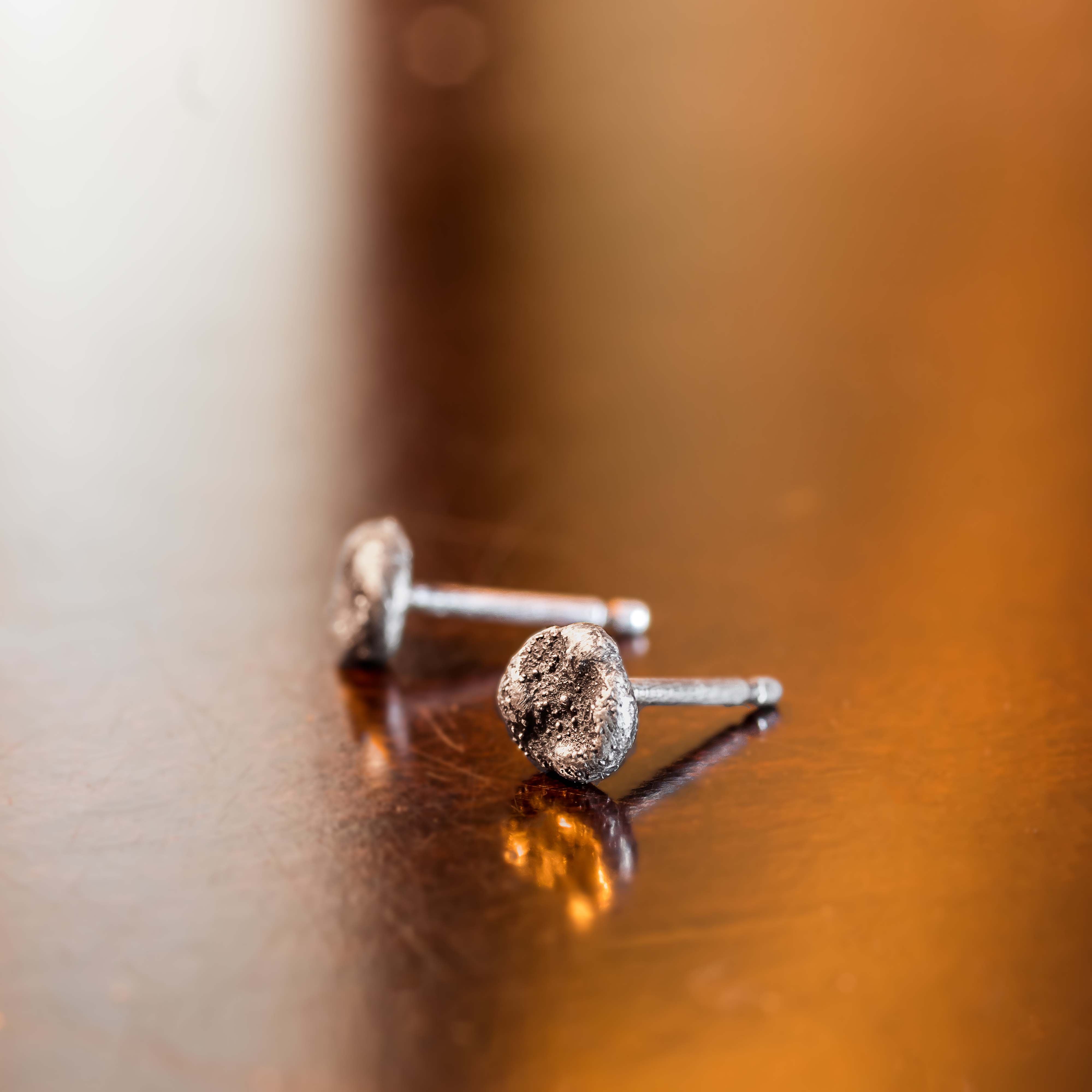 Brutalist Stardust Studs- Moon Inspired Sterling Silver Earrings