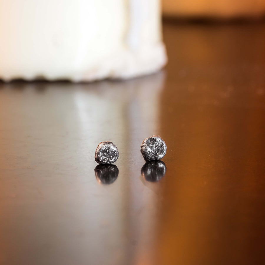 Brutalist Stardust Studs- Moon Inspired Sterling Silver Earrings
