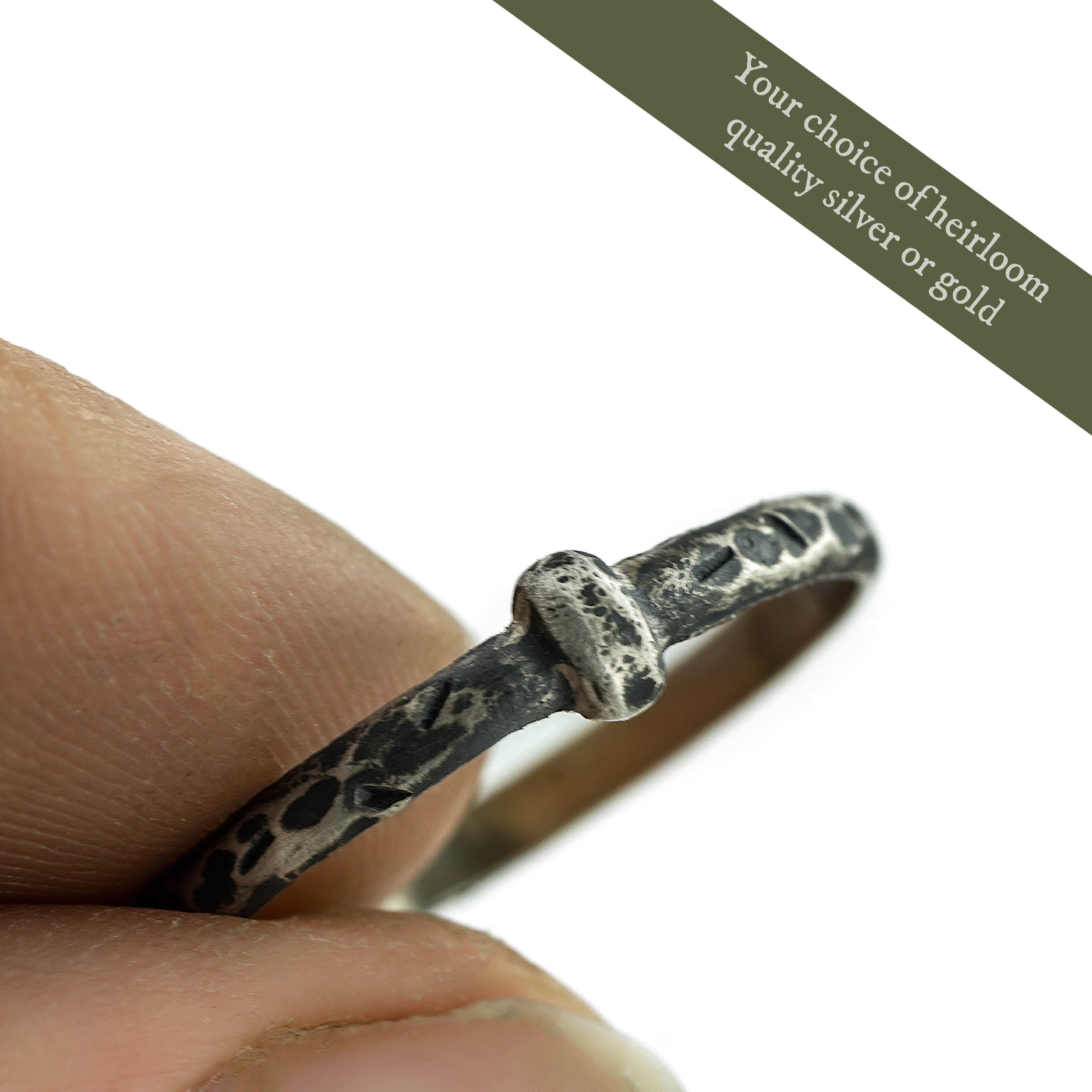 Claires Dainty Ring – 2 mm Stapelring im Outlander-Stil, wahlweise aus 950er Silber oder 10 Karat Gold