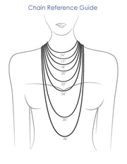 A chain reference guide to help you determine what necklce length to choose if you are unsure