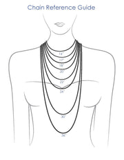 A chain reference guide to help you determine what necklce length to choose if you are unsure