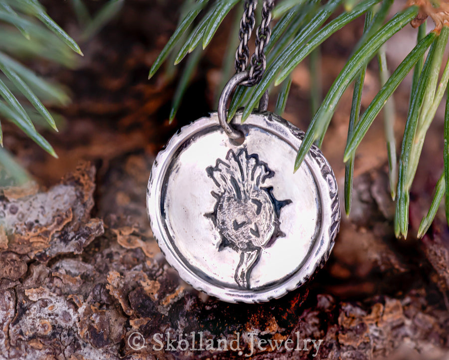 Antiqued Filigree Sterling Silver Thistle Medallion