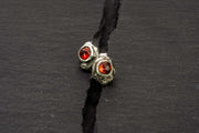 Effero Stud Earrings- 935 Sterling Silver Mozambique Garnets & Patina