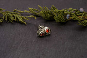 Effero Stud Earrings- 935 Sterling Silver Mozambique Garnets & Patina