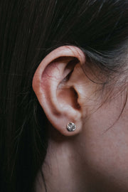 Brutalist Stardust Studs- Moon Inspired Sterling Silver Earrings
