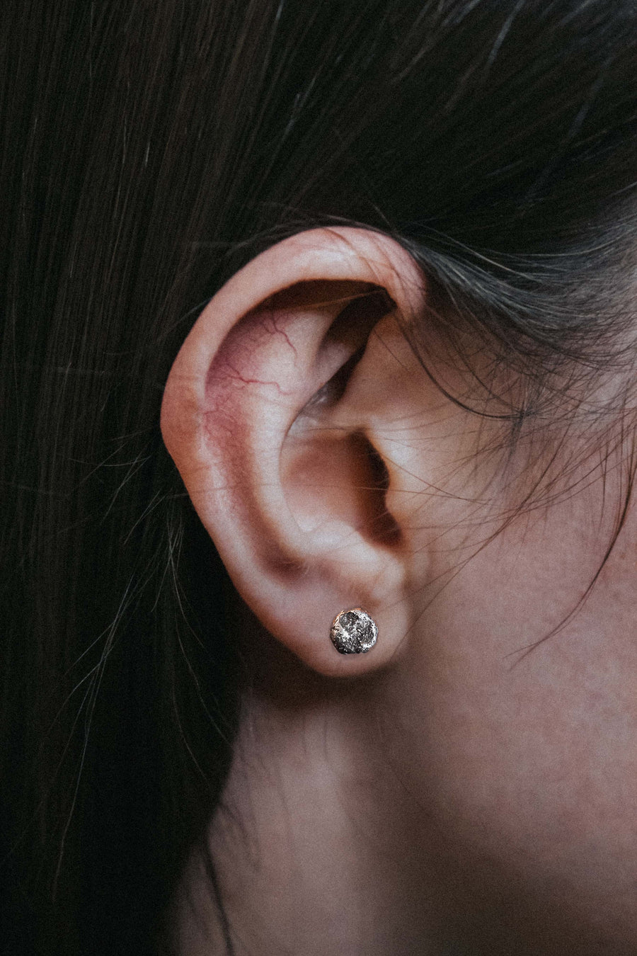 Brutalist Stardust Studs- Moon Inspired Sterling Silver Earrings