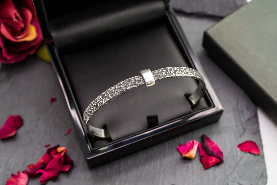 Engravable Hammered Sterling Silver Cuff
