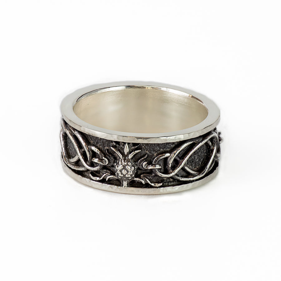 Thistle & Highland Interlace Ring ©-9mm Sterling Silver Band