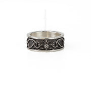 Distel- und Highland-Interlace-Ring © – 9-mm-Sterlingsilberband