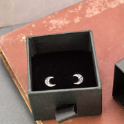Crescent moon & star stud earrings