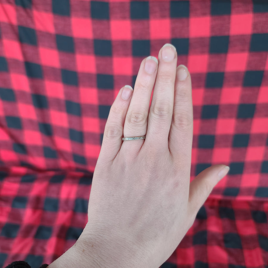 Square Edge Fern Ring- Sterling Silver Size 5