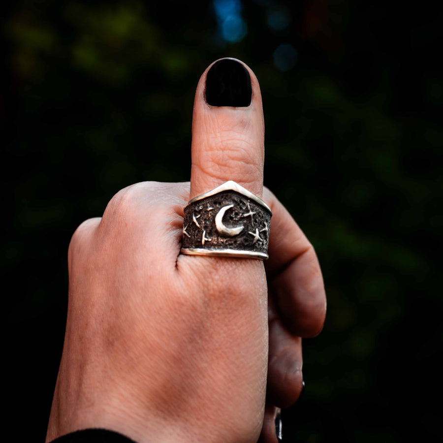 Celeste-Größe 9 Sterling Silber Statement-Ring – einzigartig