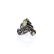 INTERWEAVE RING- ARGENTIUM w/ PERIDOT & PEACH ZIRCON-One of A Kind