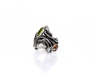 INTERWEAVE RING- ARGENTIUM w/ PERIDOT & PEACH ZIRCON-One of A Kind
