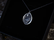 Raven at Night Wax Seal Pendant-Argentium Sterling Silver