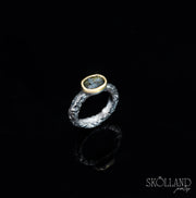 Sphenicus-Sterling Silver Cocktail Ring with 18K Gold Bezel Set Sphene