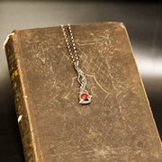 Omeratus Unvieled- Rose Cut Garnet, Argentium Sterling Silver Necklace W/ 14K Yellow Gold Accents