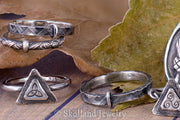 Rustic Triskele Ring- Sterling Silver Triple Spiral-Skolland Jewelry