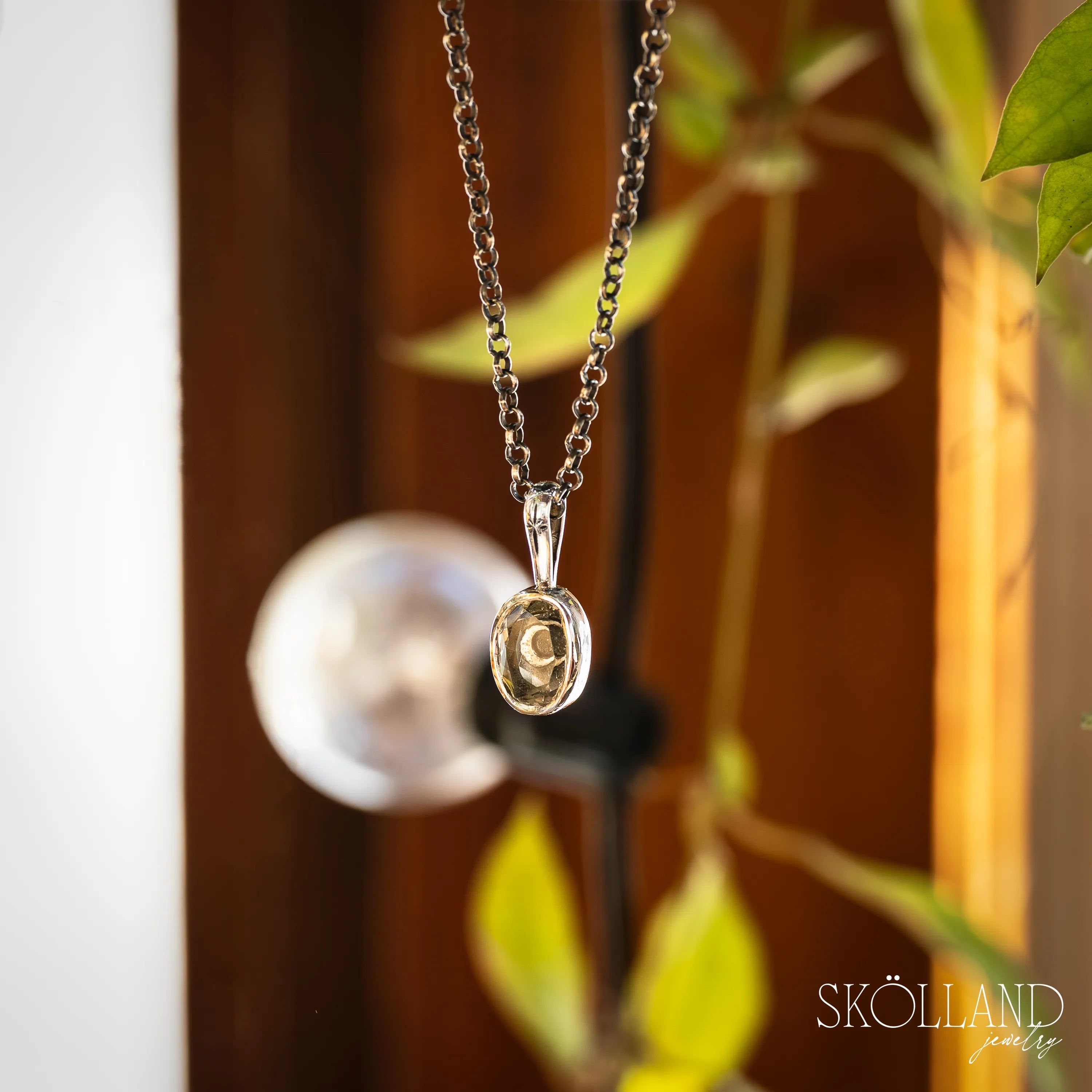 Crescent Moon Shadow Box Style Pendant