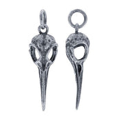 Raven Skull Charm for Necklaces or Bracelets-Sterling Silver