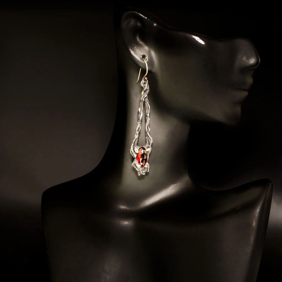 From Oblivion-Garnet & Argentium Sterling Silver Dangle Earrings