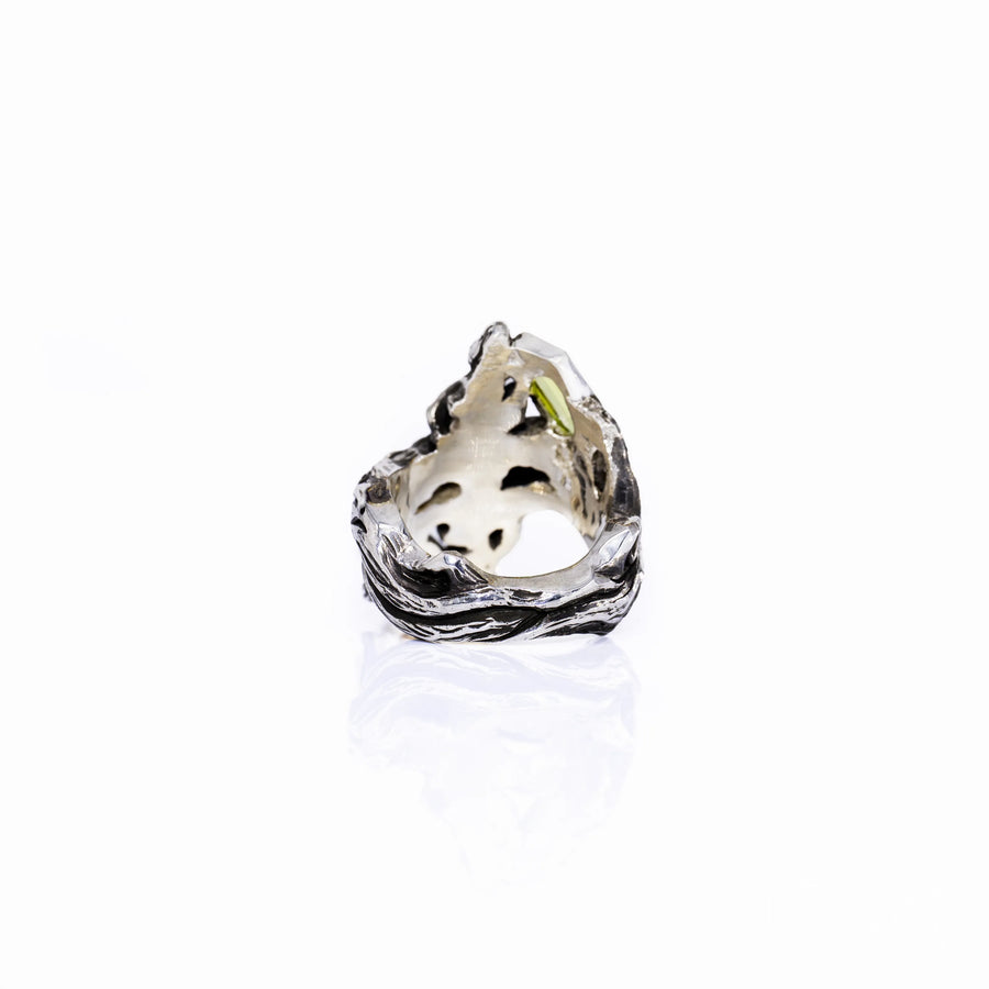 INTERWEAVE RING- ARGENTIUM w/ PERIDOT & PEACH ZIRCON-One of A Kind