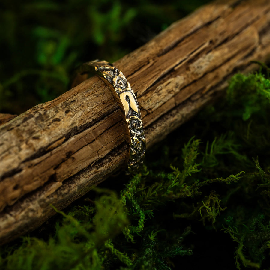 Flora-14K Yellow Gold Band-OOAK