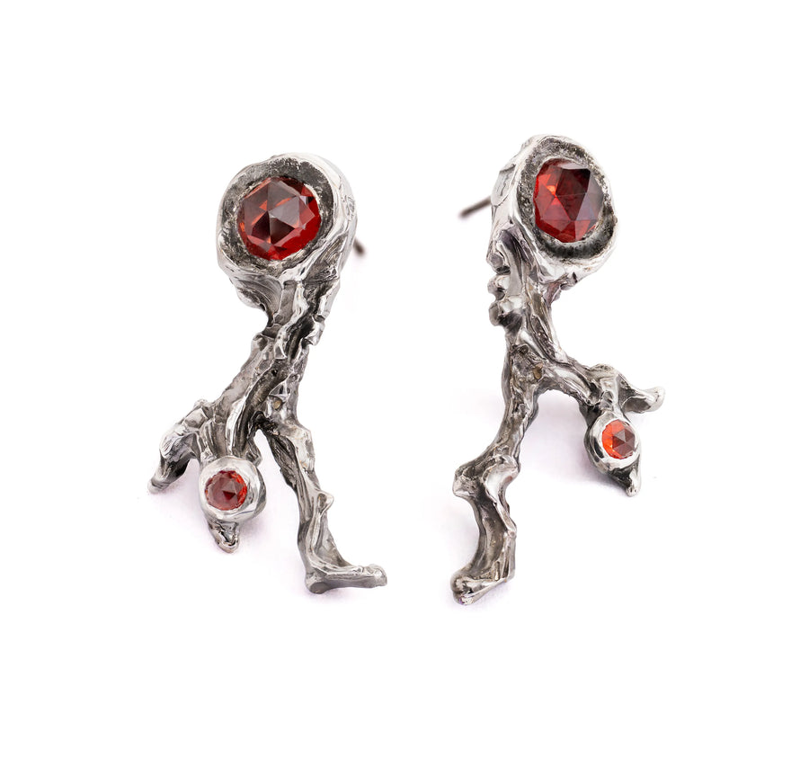 Key to Survival Earrings-Argentium Silver & Garnet