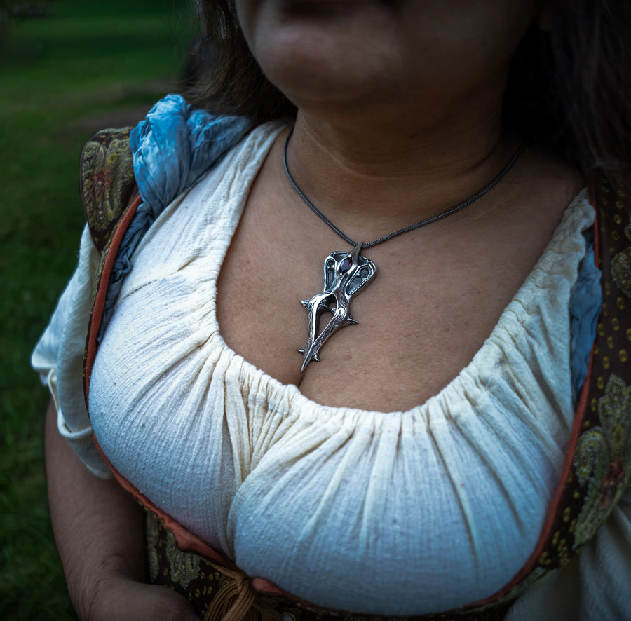 Rising Ever Higher-Statement Flame & Gothic Cathedral Inspired Pendant in Argentium Silver