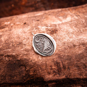 Raven at Night Wax Seal Pendant-Argentium Sterling Silver