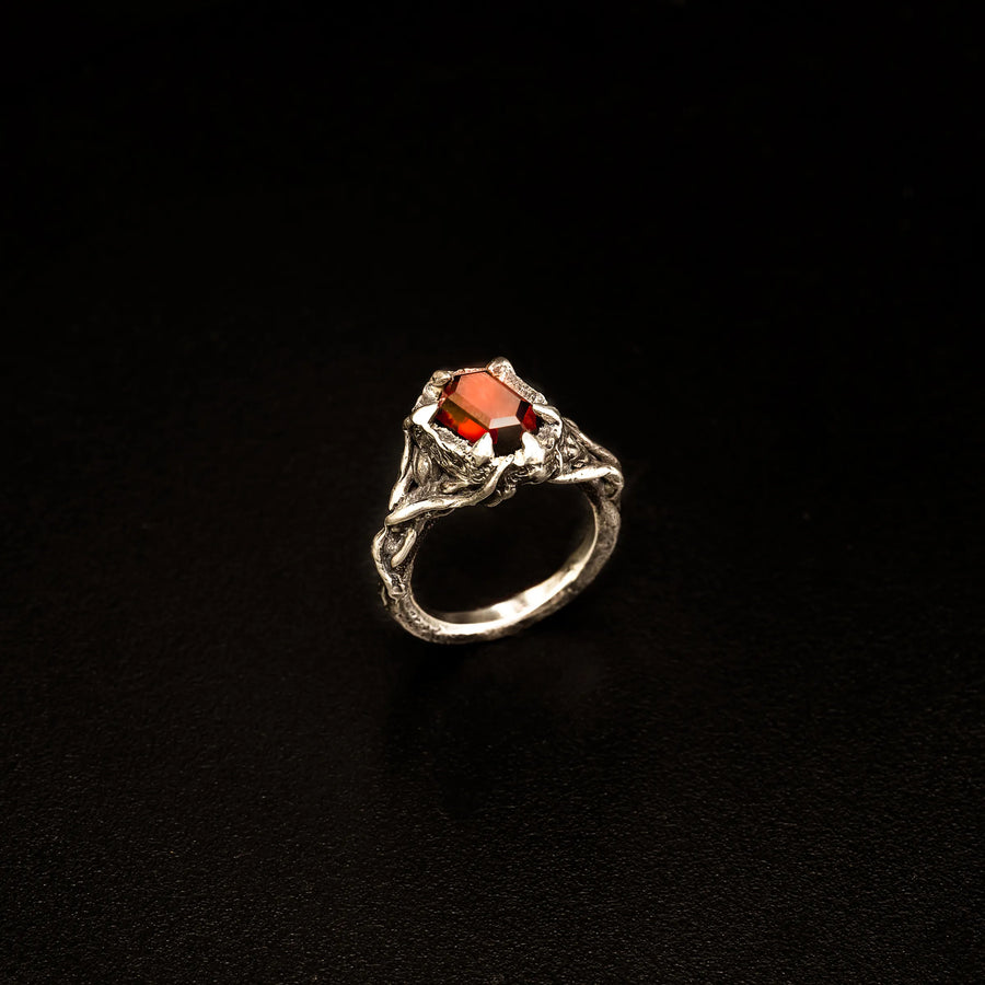 Opero-Size 8.25-Hexagon Garnet & Argentium Sterling Silver