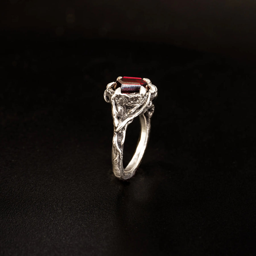 Opero-Size 8.25-Hexagon Garnet & Argentium Sterling Silver