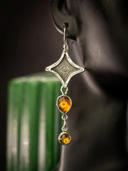 Lunas Golden Tears- Dangle Earrings-Sterling Silver & Citrine-LIMITED