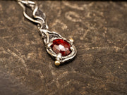 Omeratus Unvieled- Rose Cut Garnet, Argentium Sterling Silver Necklace W/ 14K Yellow Gold Accents