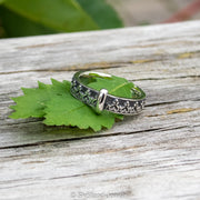 close up of the mo Bhanrigh ring. This ring is made from sterling silver