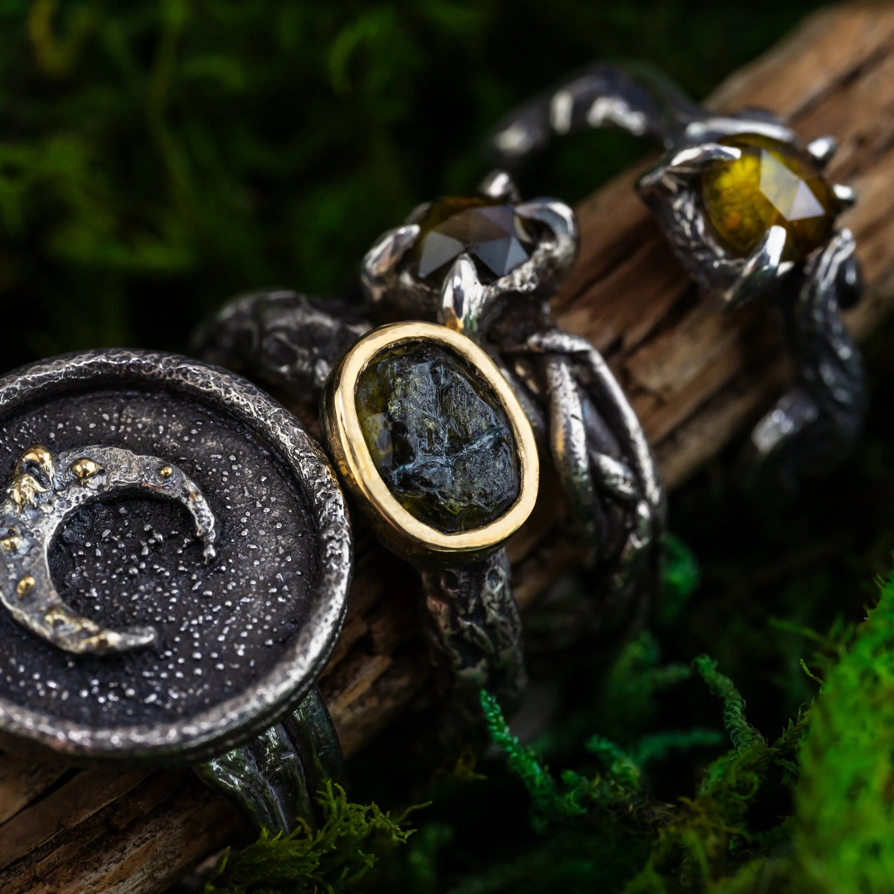 Hedera Vitis- Sterling Silver Ivy Vine Ring with Sphene