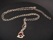 Omeratus Unvieled- Rose Cut Garnet, Argentium Sterling Silver Necklace W/ 14K Yellow Gold Accents