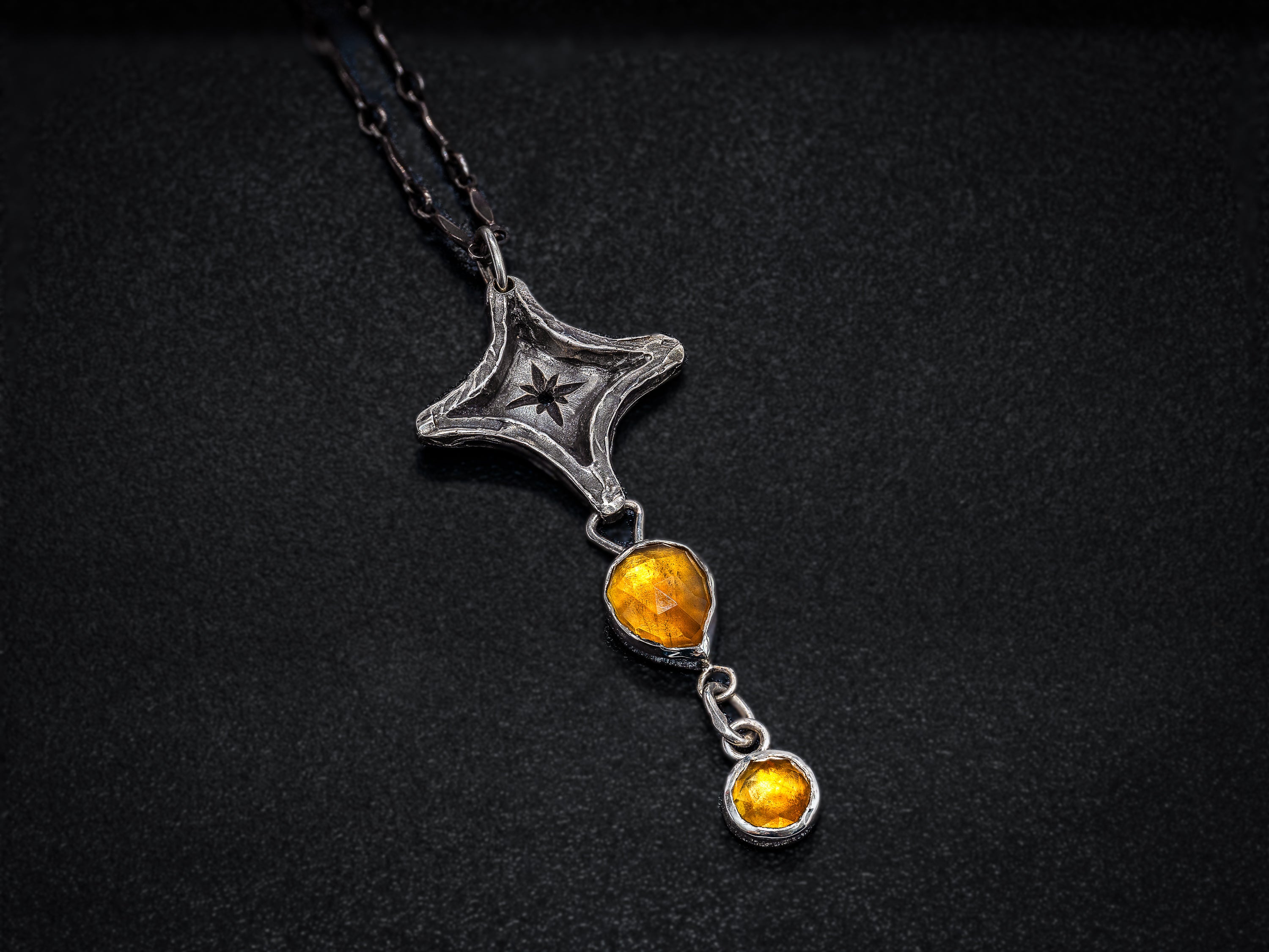 Realtas Gold Tears Necklace-Sterling Silver and Citrine