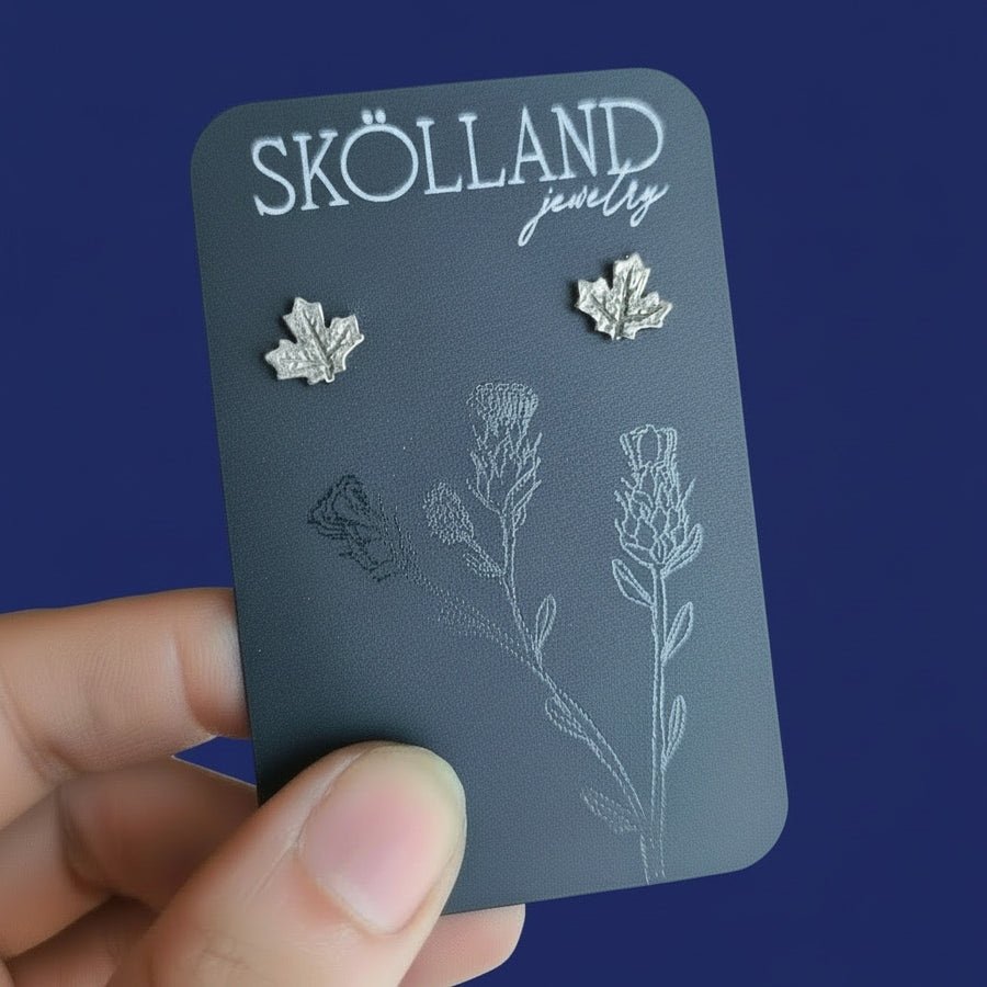 Maple Leaf Post Earrings-Sterling Silver