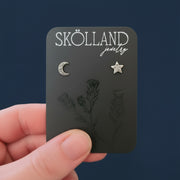 Cila- Brutalist Star & Moon Earrings in Sterling Silver