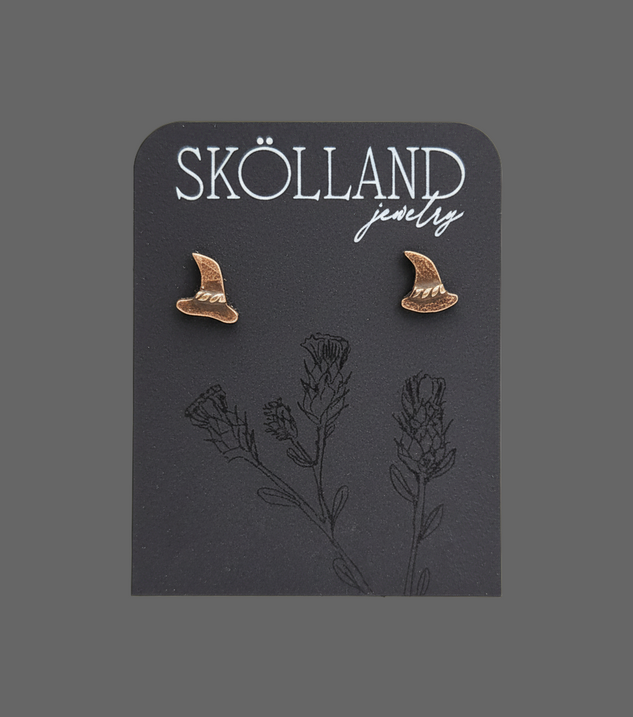 Witches Hat Post Earrings-Sterling Silver