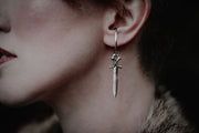 Not Today-Sword Charms for Hoop Earrings or Ear cuffs-Argentium Sterling Silver