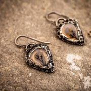 Thistles on the Moor Earrings-Argentium Sterling Silver & Dendric Agate