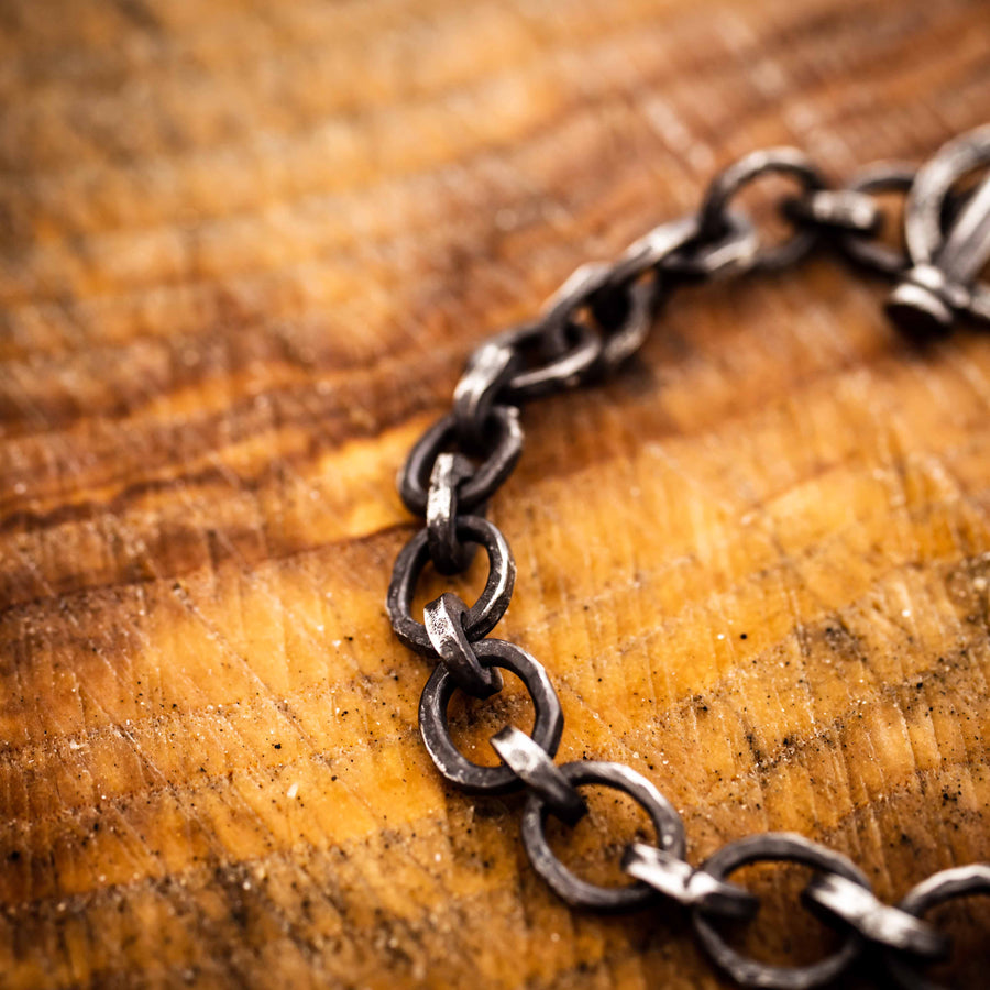 Wherever I go- Handcrafted Oval Chain Bracelet with Toggle Clasp-Argentium Sterling Silver