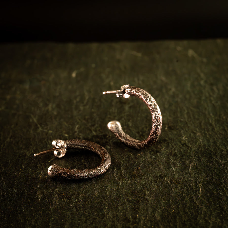 Brutalist Textured Hoop Earrings-Argentium Sterling Silver