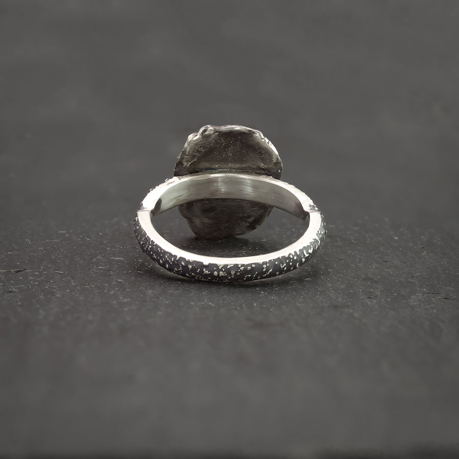 Archaic Stardust Ring-Size 8.25- 935 Sterling Silver & Garnet