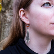 Cathedral Point Earrings-935 Sterling Silver, Hessonite Garnet & Patina