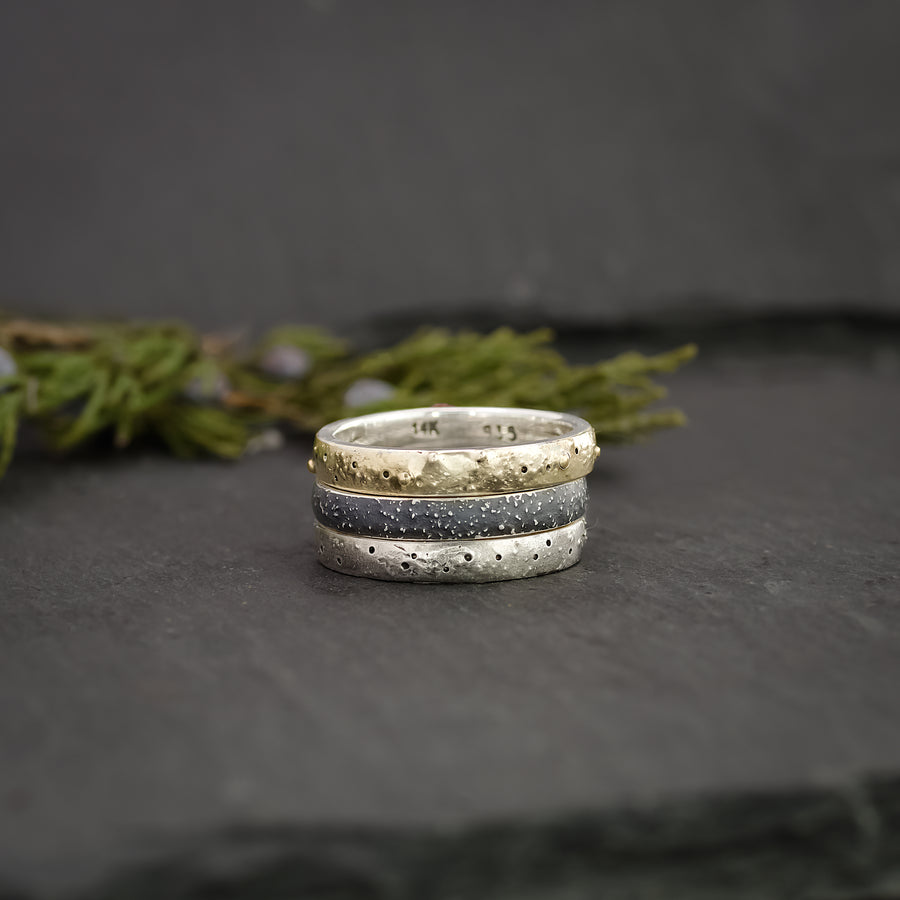 Set of 3 stardust stacking rings