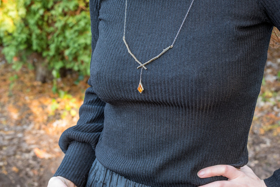 Speaking With Trees Necklace- 935 SS, Citrine & Patina-From Forests to Arches
