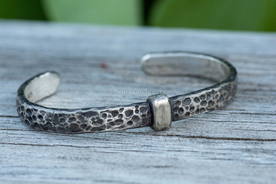 Engravable Hammered Sterling Silver Cuff